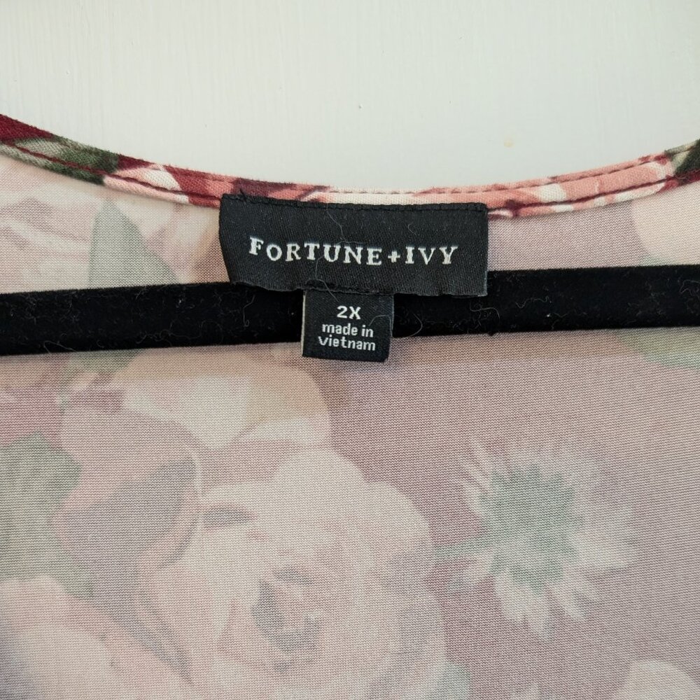 FORTUNE + IVY Irene Faux Wrap Brushed Knit Maxi Dress, High-Low, Burgundy, 2X - Picture 5 of 5